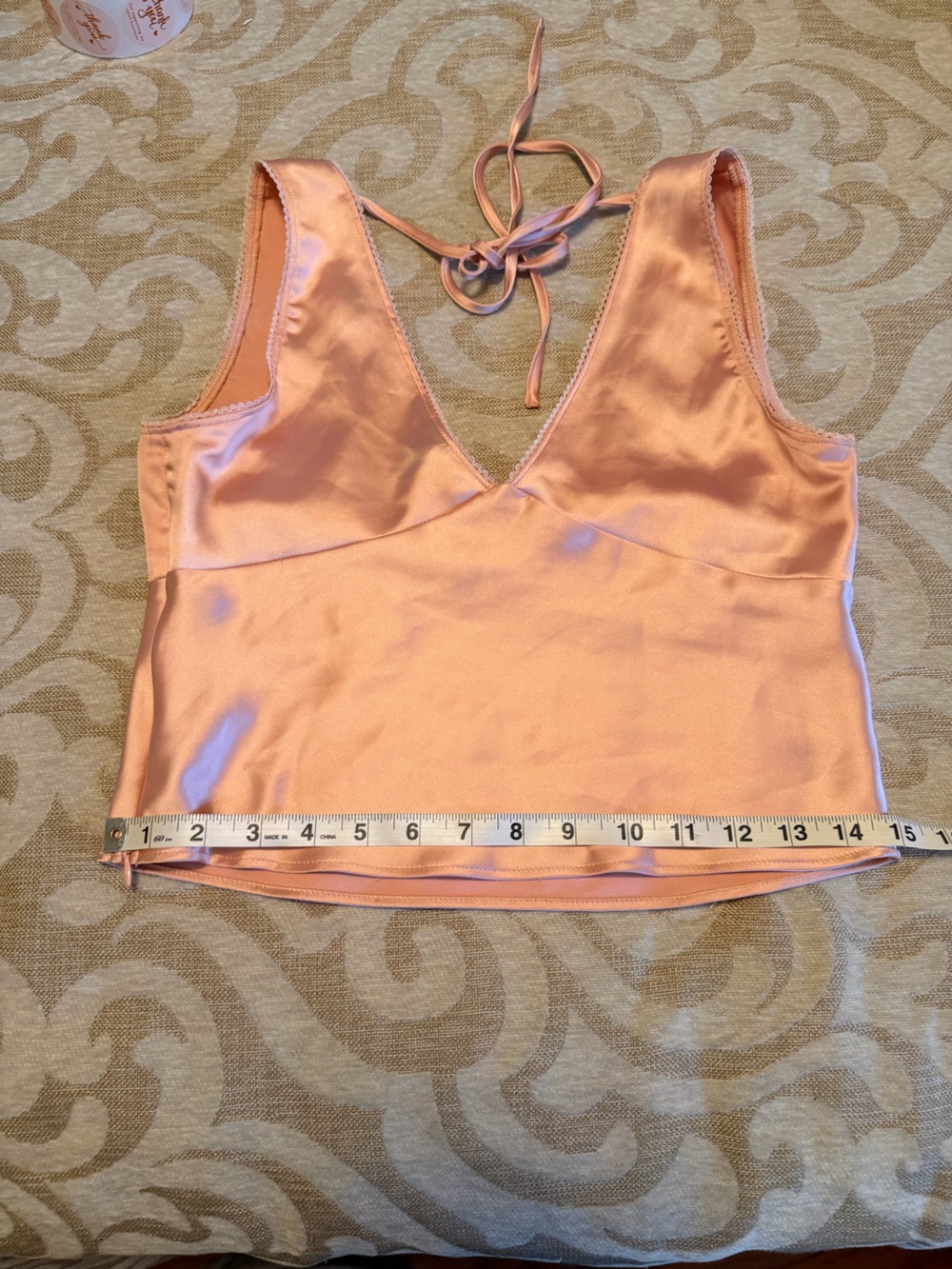 Wild Fable XS Peach Satin Tie Back Sleeveless V-Neck Cami Top - Picture 10 of 11
